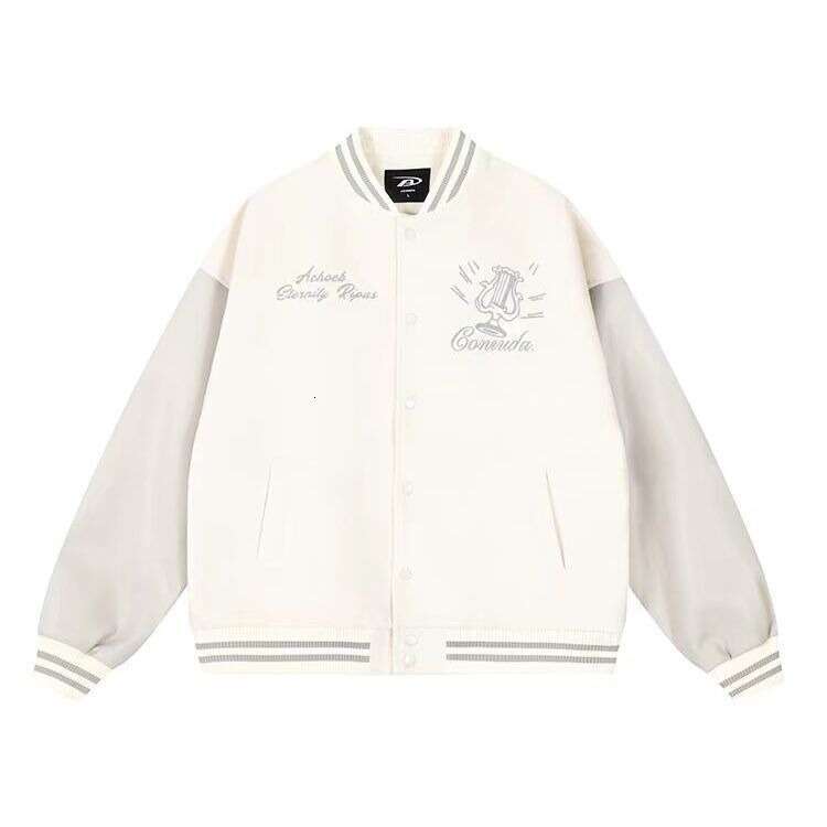 Vintage Varsity Men Oversized Collage Jackets Embroidered Spliced PU Leather Sleeves Men's Baseball Coat