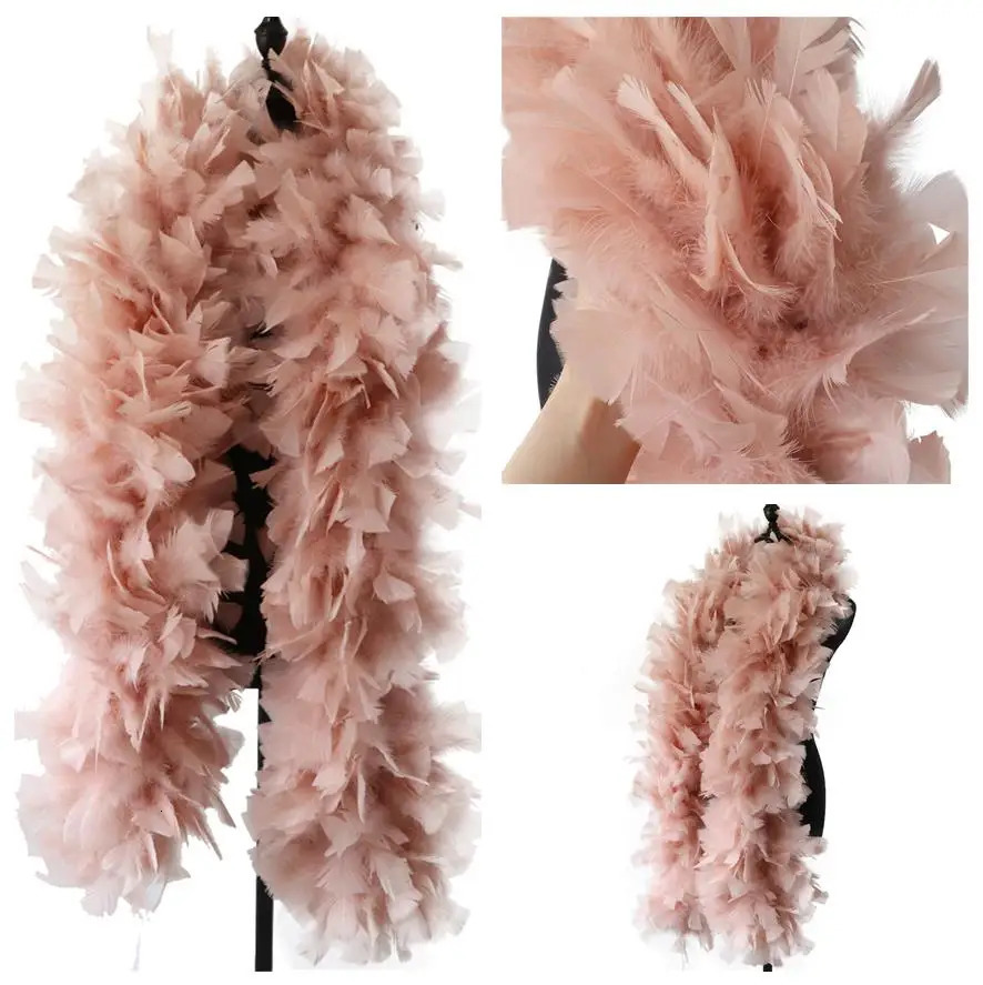 200g Fulffy Leather Pink Turkiye Feather Boa 2 Large Feather Decoration Wedding Party Shawl Decoration Process 241108
