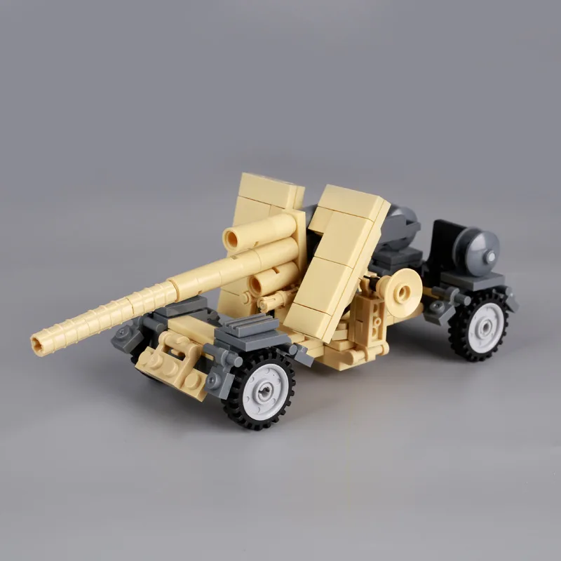 Military German New WW2 Combat Scene Building Blocks Flak Anti-tank Artillery Gun Motorcycle Bricks Toys for Children Gifts smile