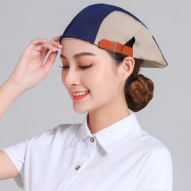 Catering Kitchen Restaurant Hat Hotel Man Chef Cap Canteen Cooking Caps Bakery Women Waiter Work Hats Adjustable Berets smile