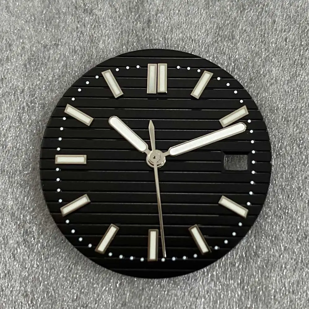 30.5mm Watch Dial+Watch Hands Watch Accessory Set Green Luminous Strip Nail Men's Watch Replacement Parts for NH35/NH36 Movement
