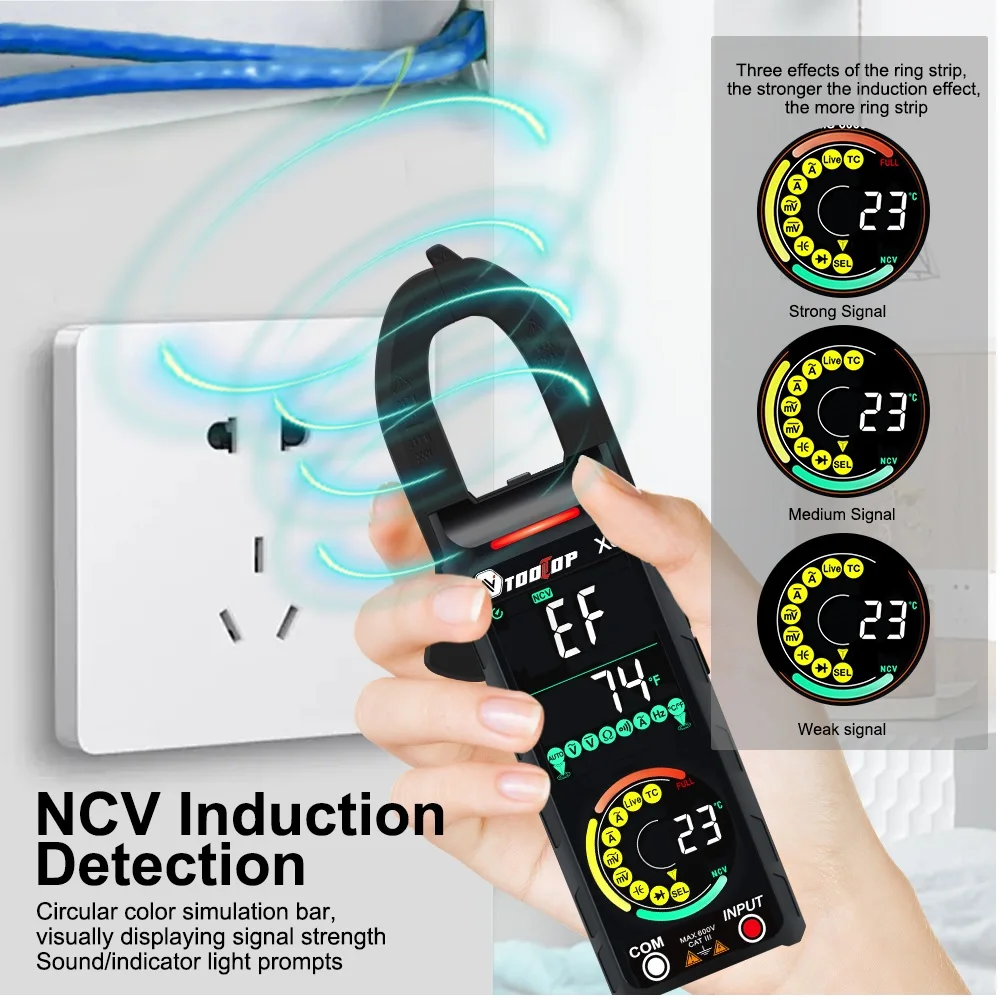 TOOLTOP X6 400A 600V DC/AC Clamp Multimeter AC DC Current Voltage Tester Hz Capacitance NCV Ohmic Diode Clamp Meter