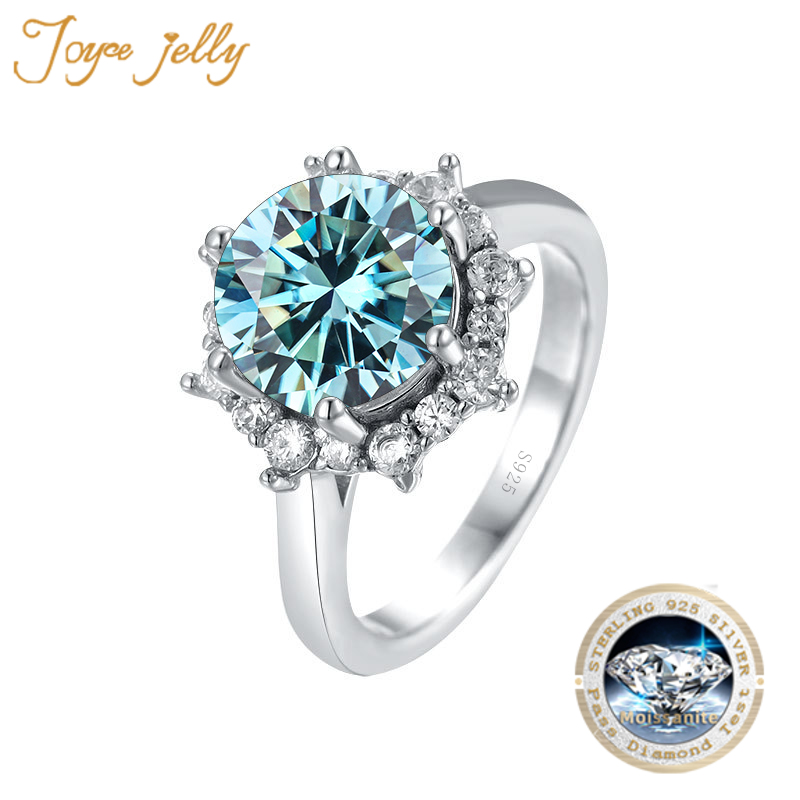 JoyceJelly Luxury 3 Carat Moissanite Diamond Jewelry S925 Sterling Silver Wedding Ring For Women Flower Shaped Design Size5-9