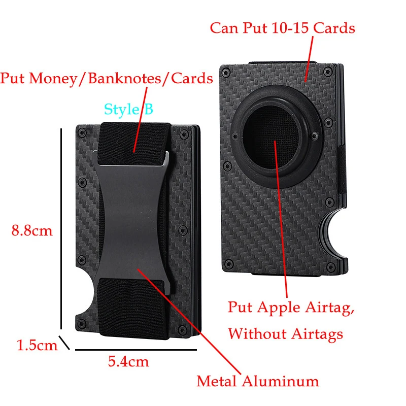 Custom Rfid Airtags Credit Card Holder Men Bank id Cardholder Container Case Aluminium Metal Magsafe Minimalist Parliment Wallet