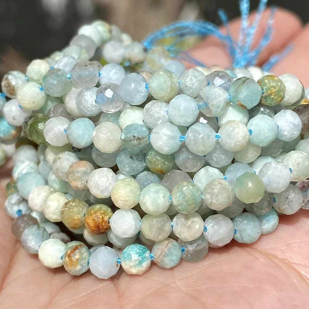 Natural Stone Beads 2 3 4mm Faceted Aquamarine Turquoises Aventurine Jades Beads For Jewelry Making DIY Bracelet Necklace 15''