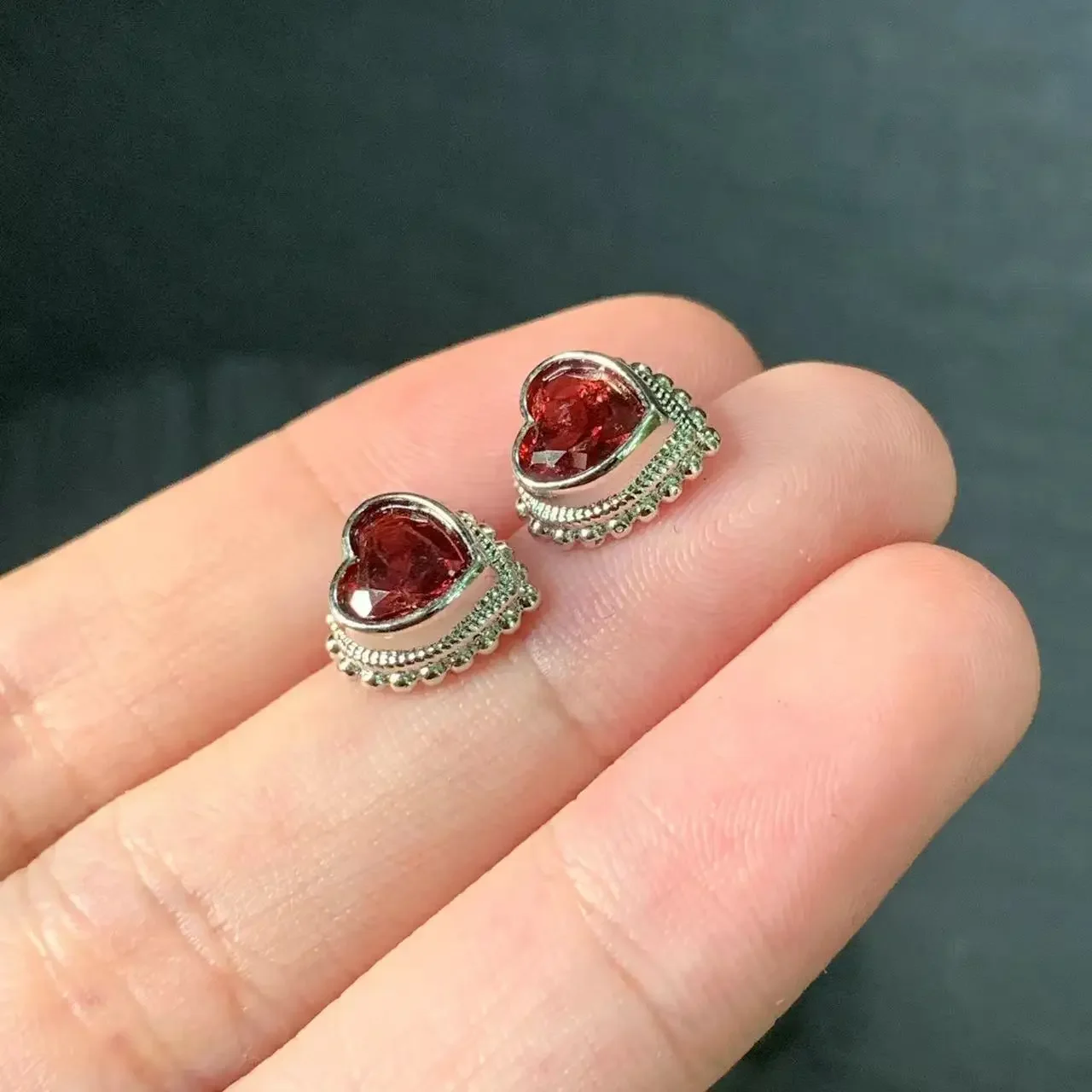 Garnet Sterling Natural Sier Stud Earrings For Women Jewelry Gift Simple Jewelry Green smile