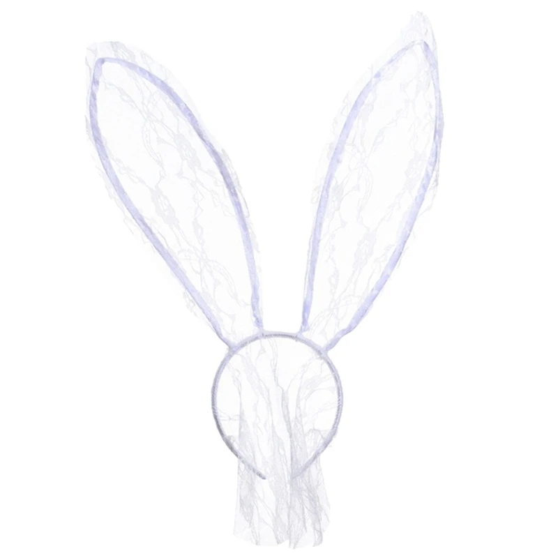 Headband Rabbits EyeMask Ear Bunny Headband Bunny Ear Headband For Women Headband Veil Sexy Lace Headband Face Veil H7EF smile