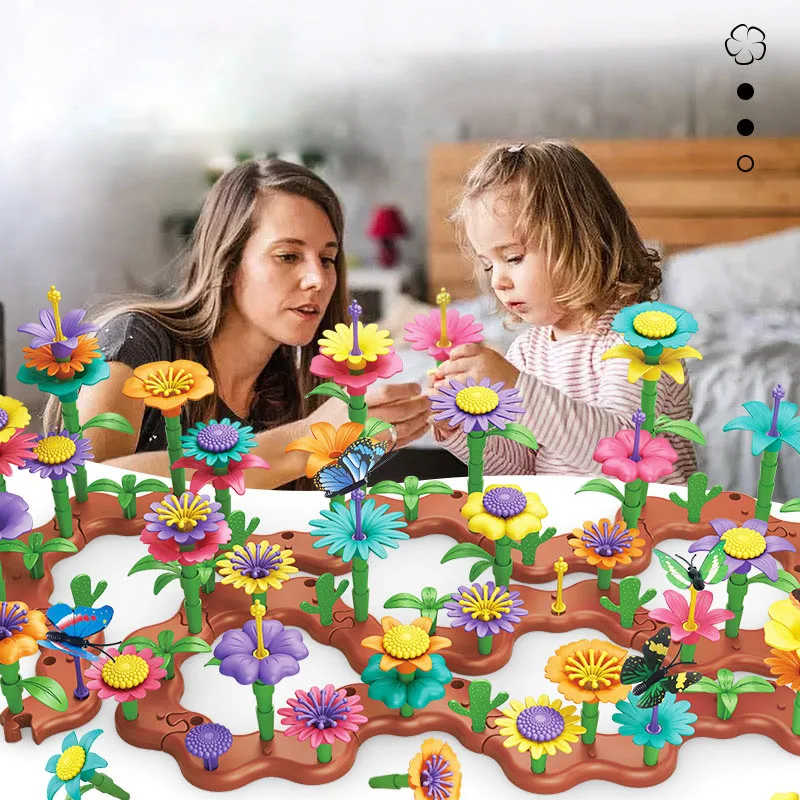 Girls DIY Flower Garden Toys Building Blocks Kids Toddlers Playset Bouquet 2025 new Creative Growing Floral Garden Parents-child Interct