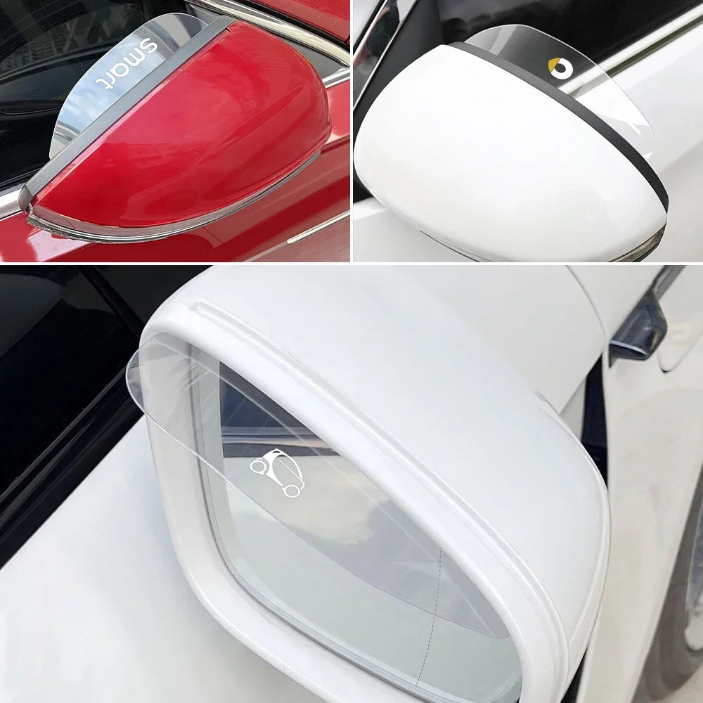 2PCS Car Rearview Mirror Rain Eyebrow Shield Cover For Smart Eq Fortwo Forfour 453 451 452 450 454 Roadster Car Accessories
