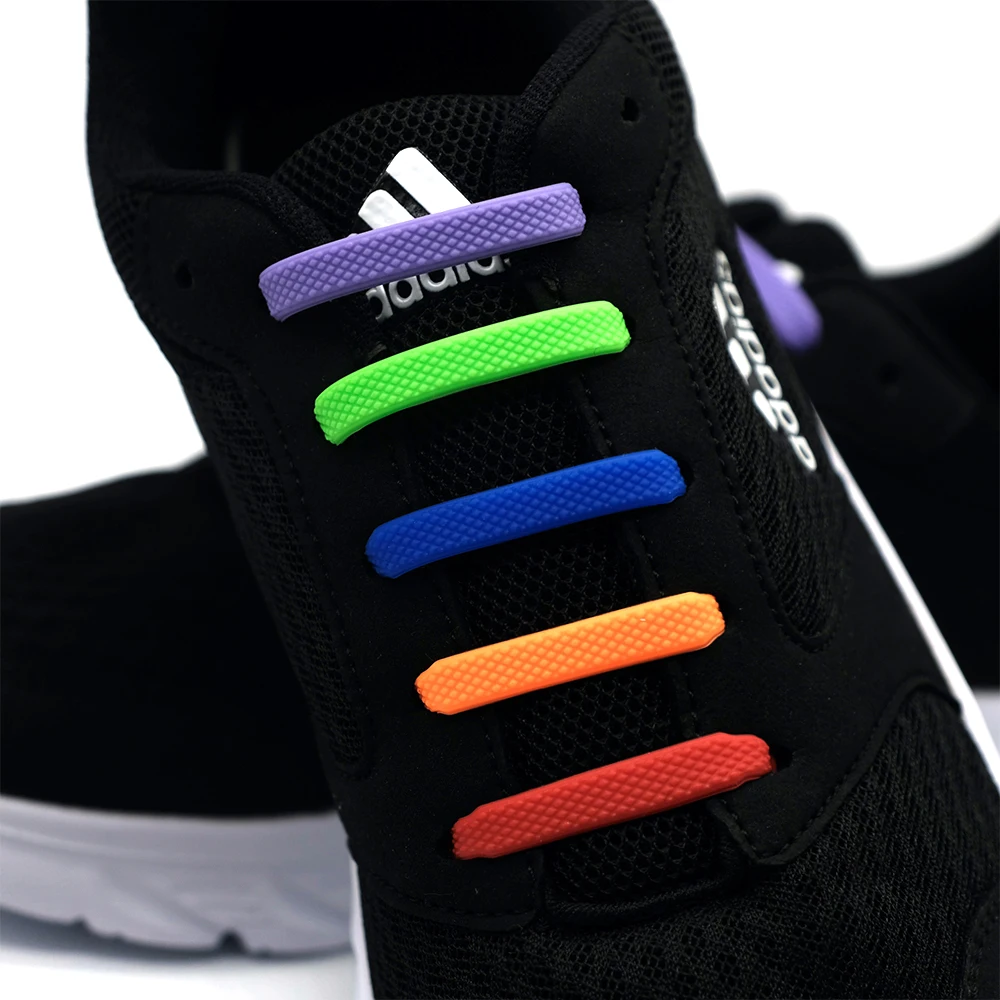 Accessories Lazy Shoes 16pcs/Lot Elastic Silicone Shoelaces Shoelace Creative Kids Adult Sneakers Quick No Tie Rubber Shoelaces smile