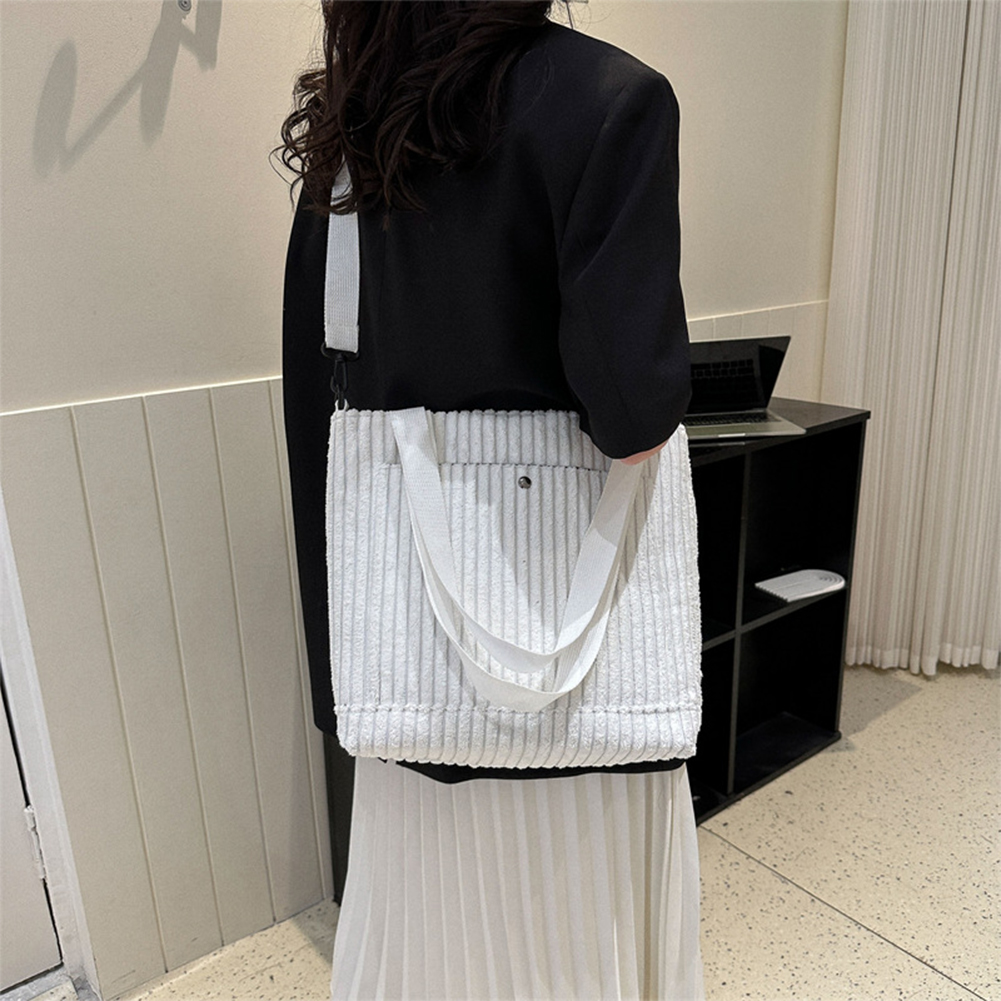 Solid Soft Corduroy Handbags for Women Winter Shoulder Side Bag Vintage Large Capacity Shopper Shopping Bags Zipper Totes