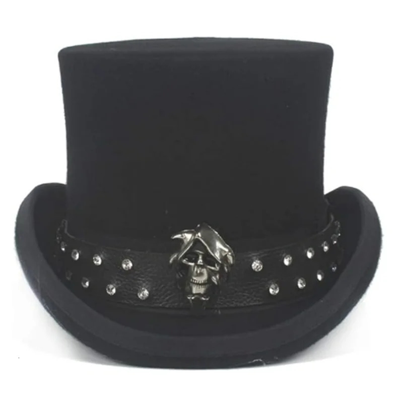 Mens Top Hat Magician President High Hat British Jazz Top Hat Mens Gentleman Flat Top Felt Hat 2024 Sombrero de Copa Brit anico 241108