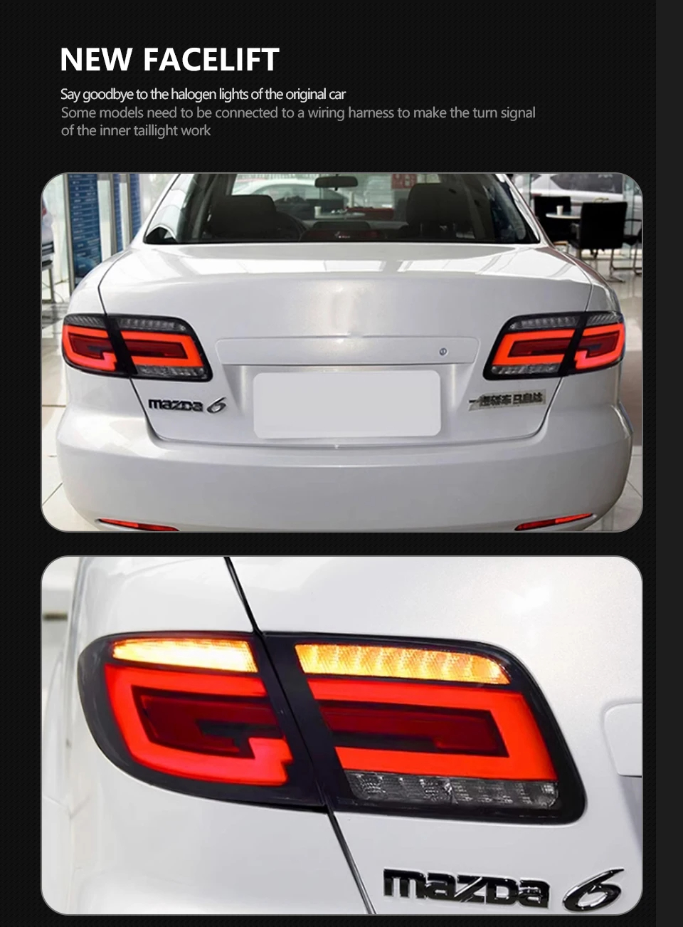 Car Tail Lamp for Mazda 6 LED Tail Light 20 03-20 15 Taillight Running Lights Turn Signal Brake Reversing Light