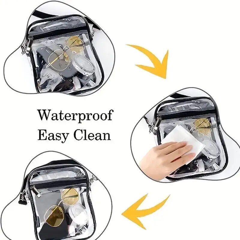 Clear Crossbody Bag, Stadium Approved Clear Bag For Concerts,Sporting Event For Women And Men Pvc Bag