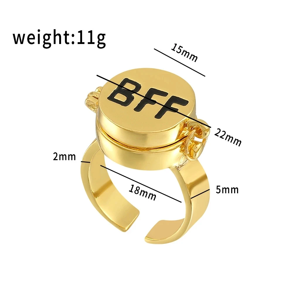 New BFF 2023 Rotate Ring For Woman Man Vintage Cute Couple Open Anxiety Fidgets Ring Spinner Anime Jewelry Best Friend Cool Gift smile