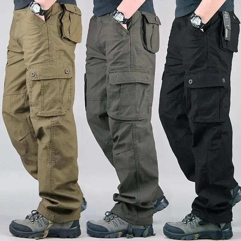 6 Pockets Tactical Cargo Pants Men's Loose Trousers Joggers Military Large Size Casual Pants For Male Outdoor Work Overalls