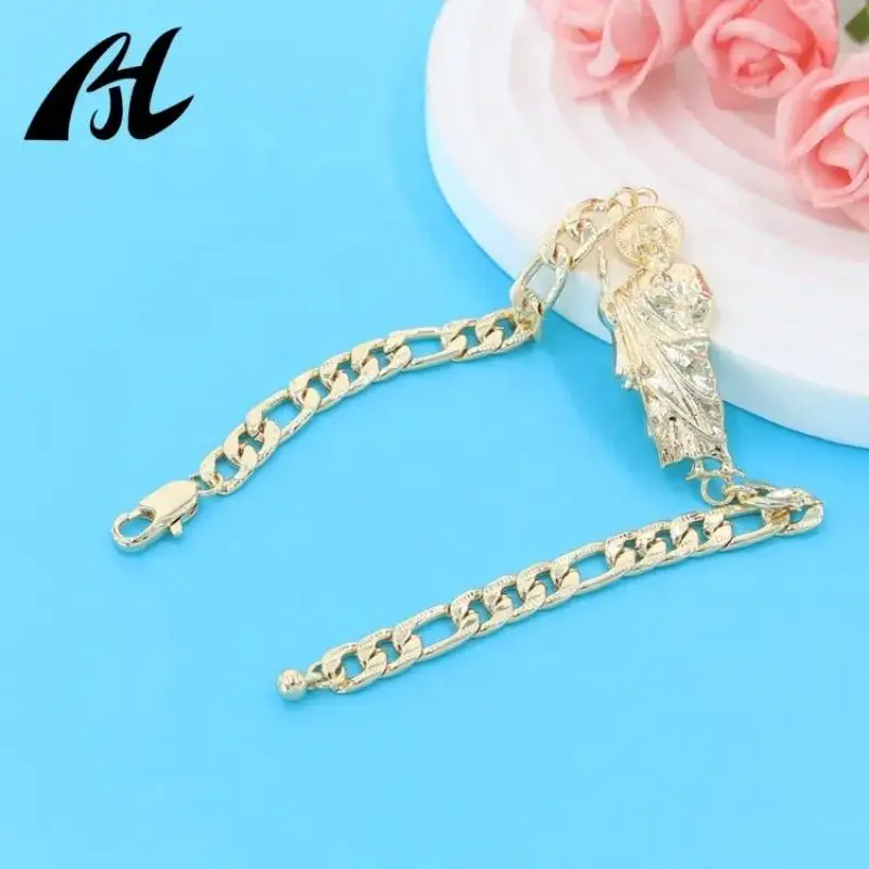 China Factory Cuban Jewellery Oro Laminado Jewelry San Judas Tadeo Bracelet For Men Women smile