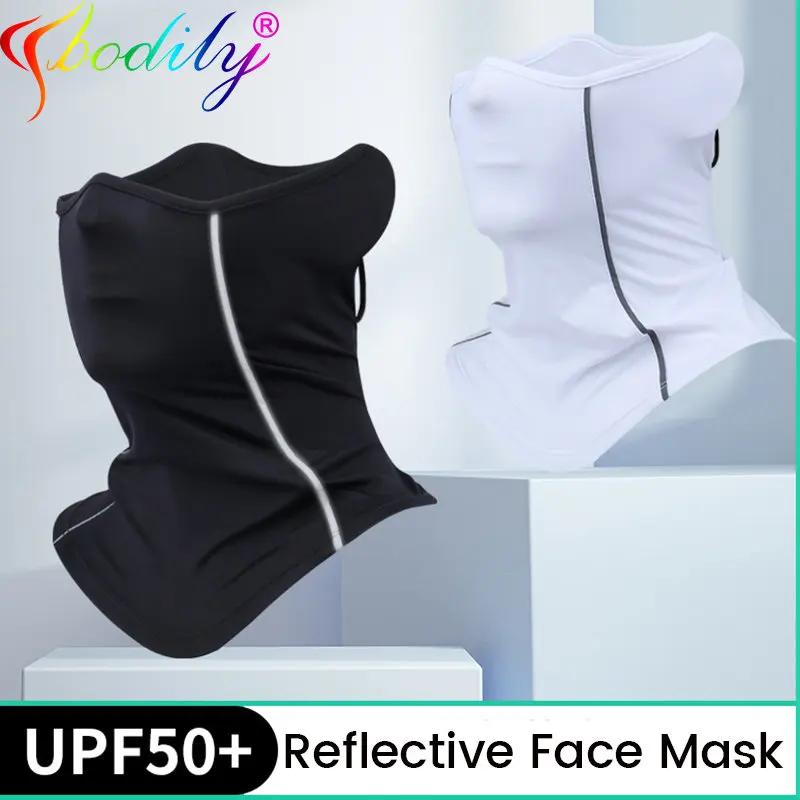 Reflective Nigh Riding Half Face Mask Summer Ice Silk Sunscreen Dust-proof Neck Collar Scarf Sports Bandana Men Women