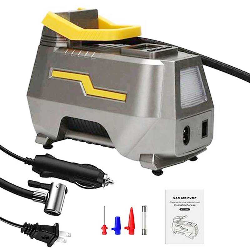 Ac/Dc Tire Car 12V Iator Portable Air Compressor Digital ddmysmile Air Pump With LED Light & Long Power Cords Home Smile &