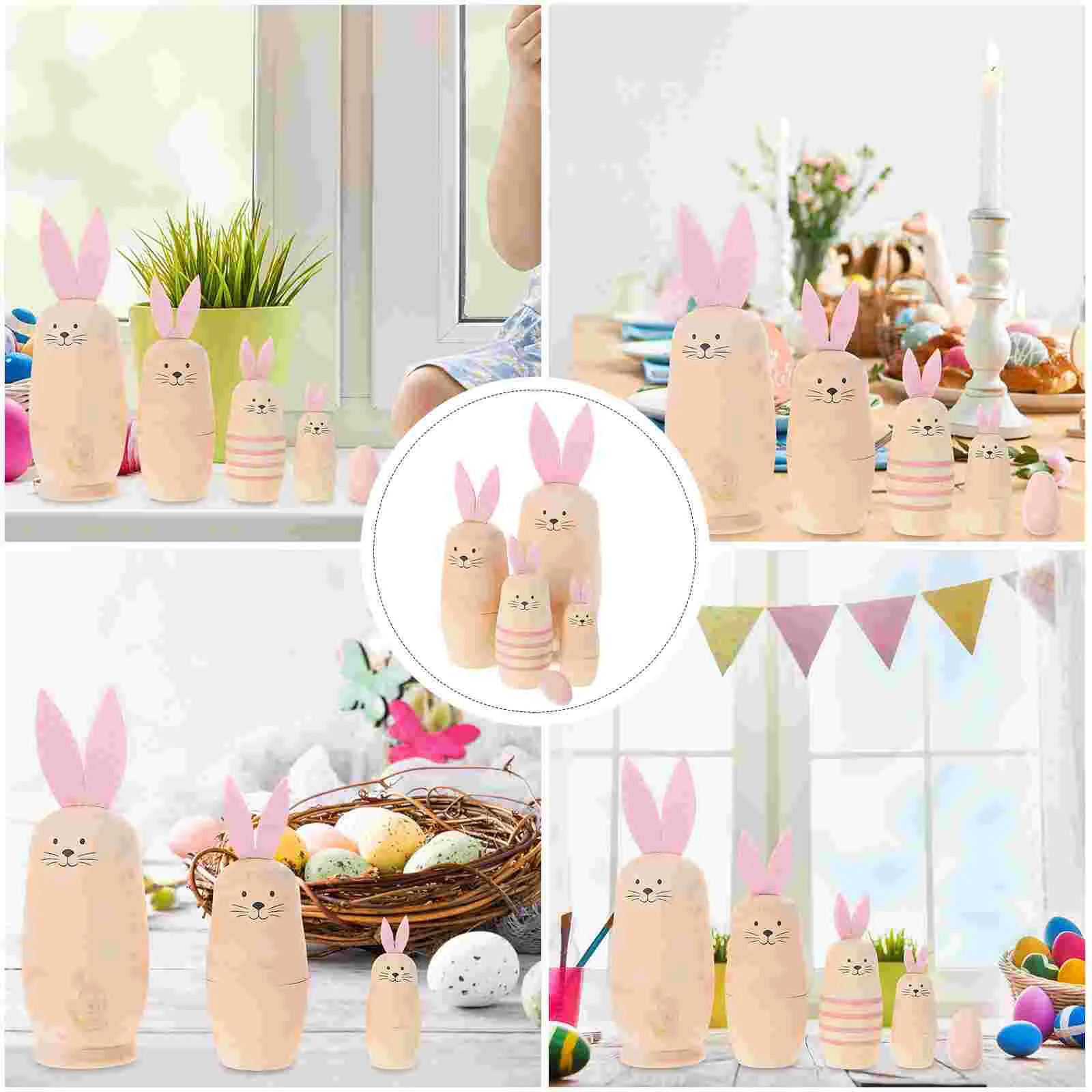 Handmade Wooden Russian Nesting Animals - Creative Five-Layered Traditional Toy for Kids Christmas Gift