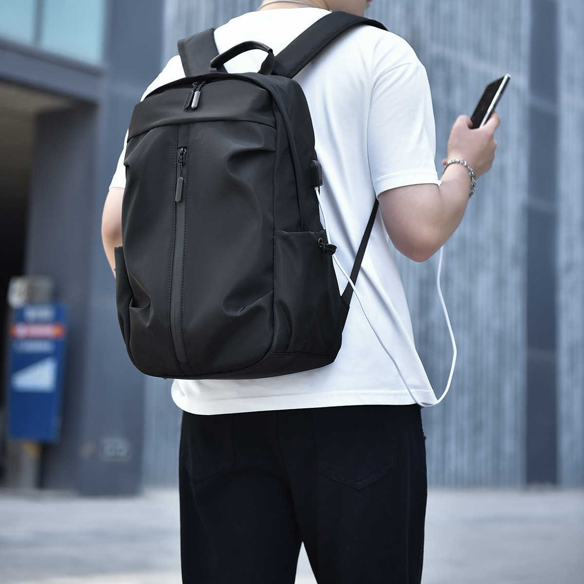 Leisure backpack men's Korean version trendy college student backpack fashionable and simple commuting lightweight computer bag