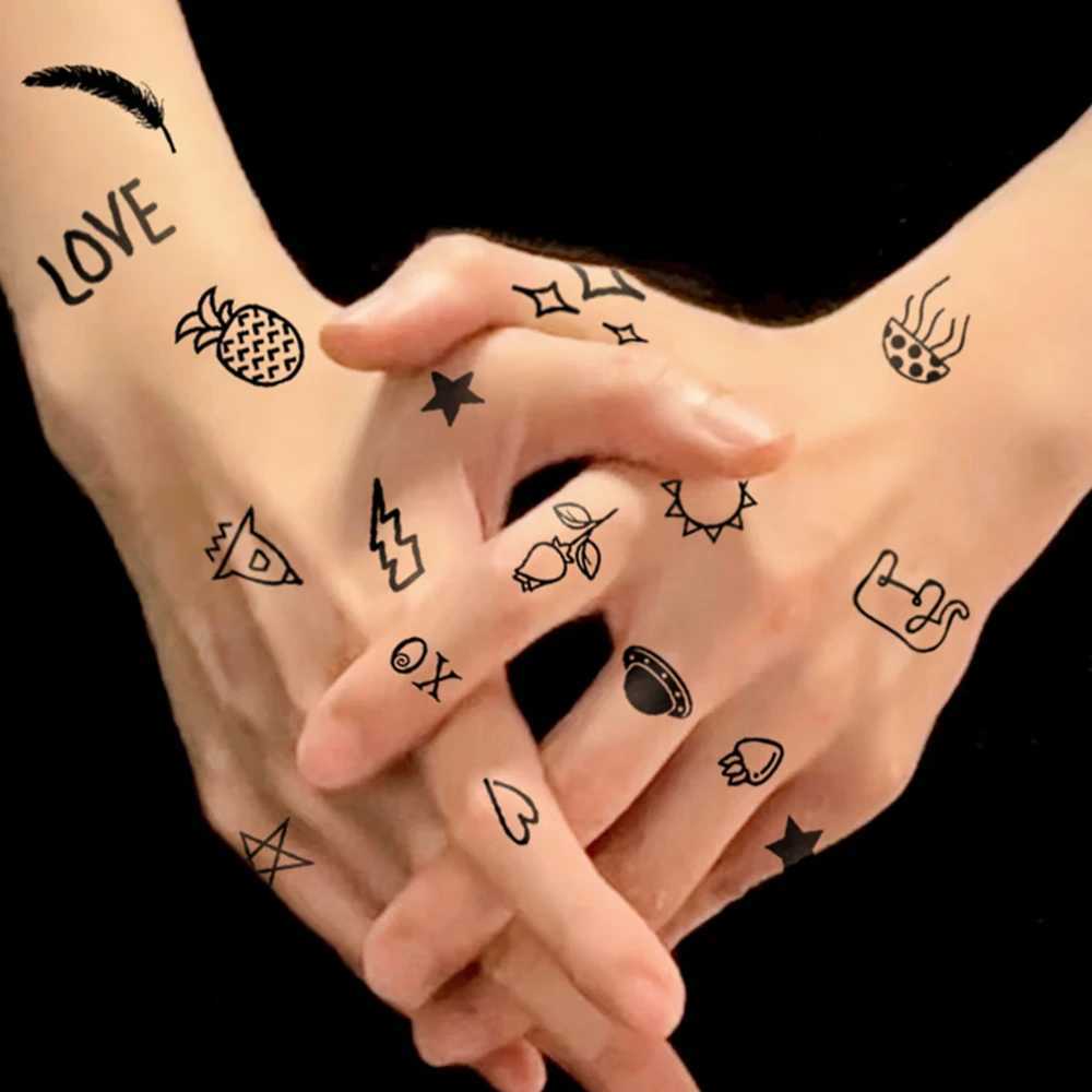 10 waterproof temporary tattoo stickers dark symbols emoticons flower skeletons body art arms fake tattoos womens necks hands W241109