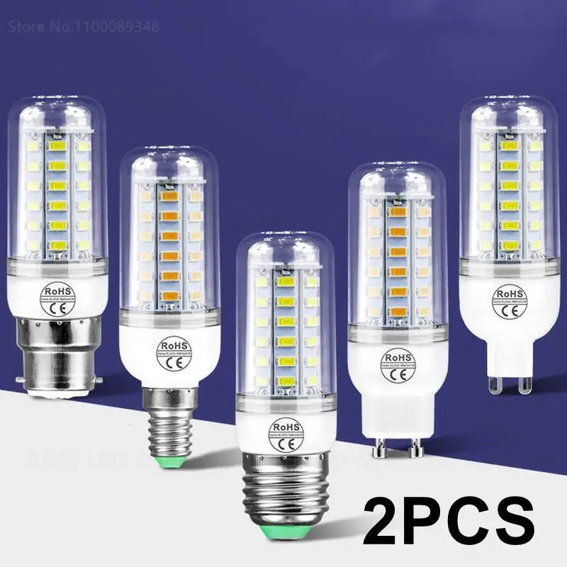 2PCS E27 Led Lamp Bulb E14 Led Candle Light Bulb B22 Corn Lamp Led 7W 12W 15W 20W 25W AC220V Bombilla Chandelier Lighting 240V