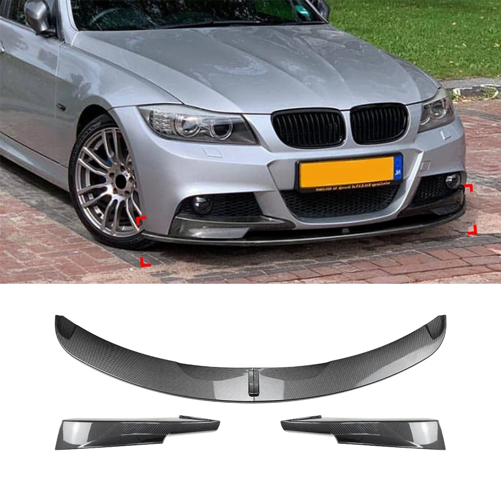 For BMW 3 Series E90 E91 LCI M Sport 2009-2012 Car Front Bumper Lip Spoiler Diffuser Splitters Body Kit Aprons Cover Guard Trim
