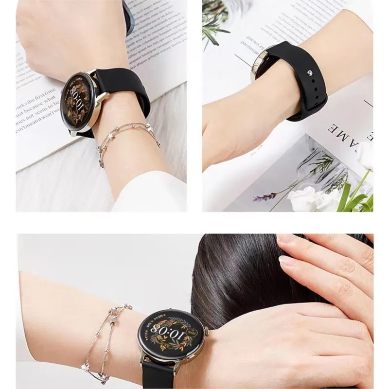 22mm 20mm Sport Band For Samsung Galaxy watch 6 4 5 pro Classic active 40 44 mm Silicone Bracelet Huawei Watch GT 2 3 Pro Strap