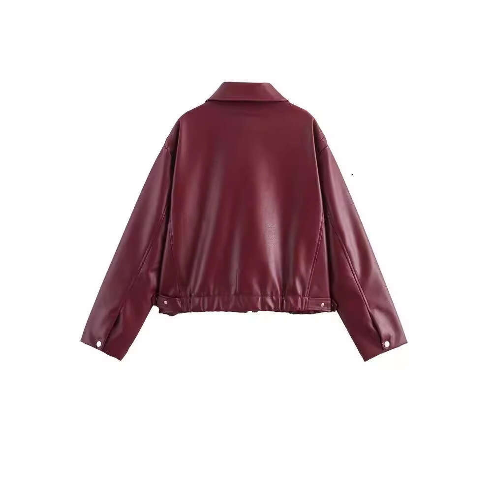 shanshi leather jacket women Autumn New Women's Fashion Imitation Slim Fit Motorcycle Jacket Leather Coat Women