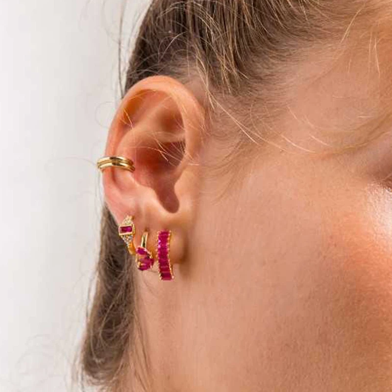 Gem Red CANNER Green Earrings Sier Earring For Women Hoop Earrings Gold Hie Wedding Party Jewelry Gift Kolczyki smile
