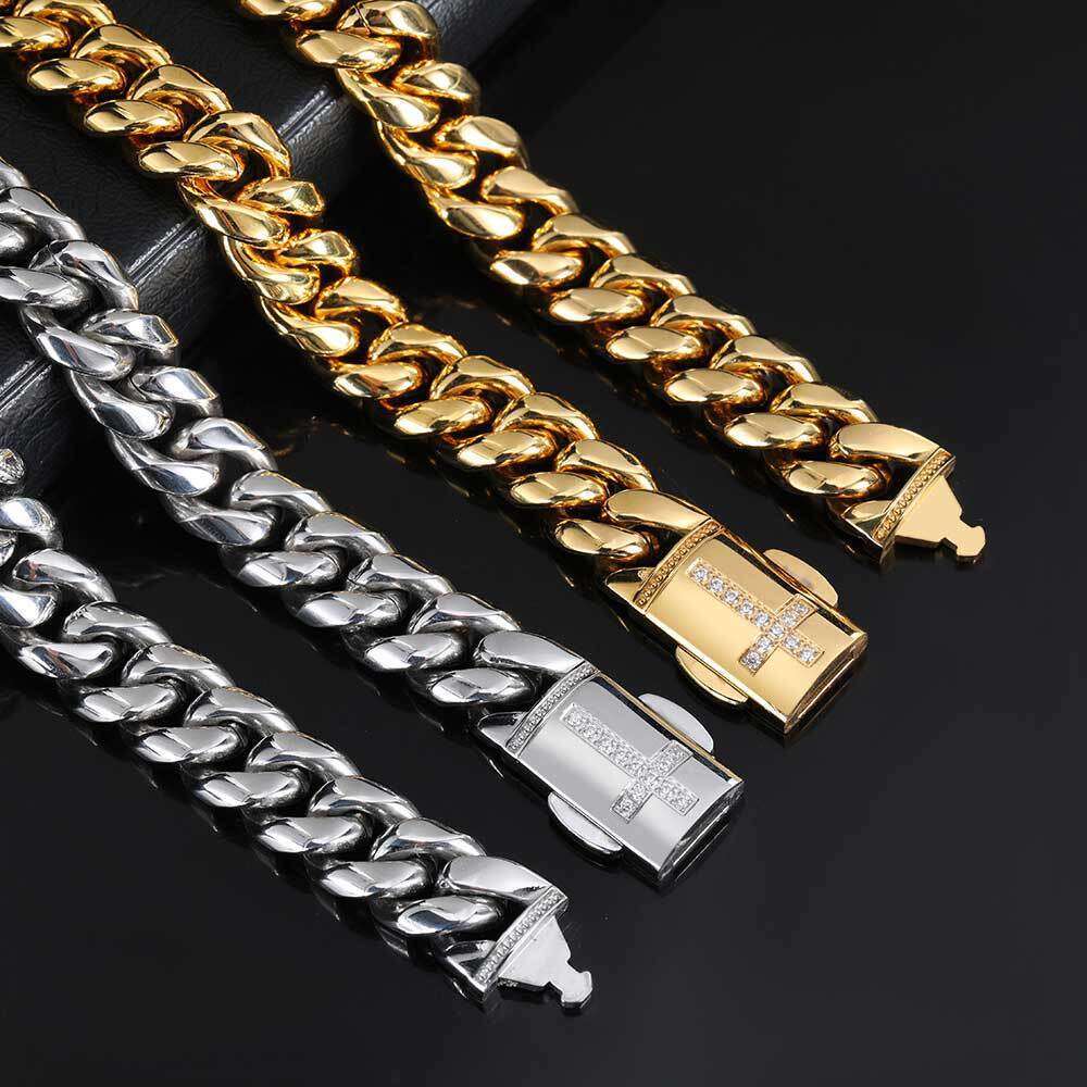 hot selg 12mm cuban chain miami micro inlaid spring buckle personalized head trendy bracelet