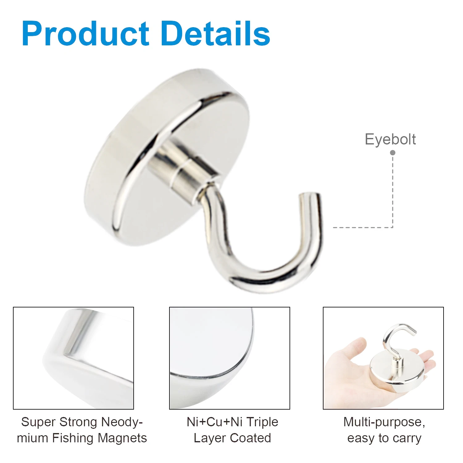 10-42mmPowerful Magnet Hook Super Powerful Neodymium Magnet Strong Magnetic Iman Magneat Fishing hook Magnetti Ima N52Neomidium