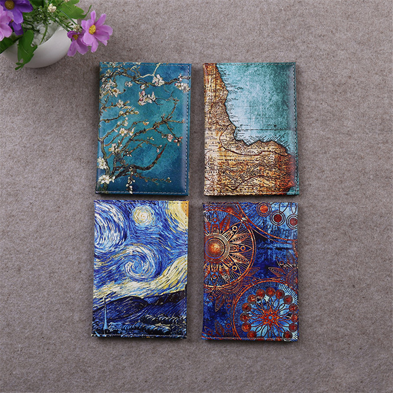 Starry Sky Passport Cover Women Men Pu Leather Travel Wallet Color Landscape Passport Holder High Quatity Case for Passports
