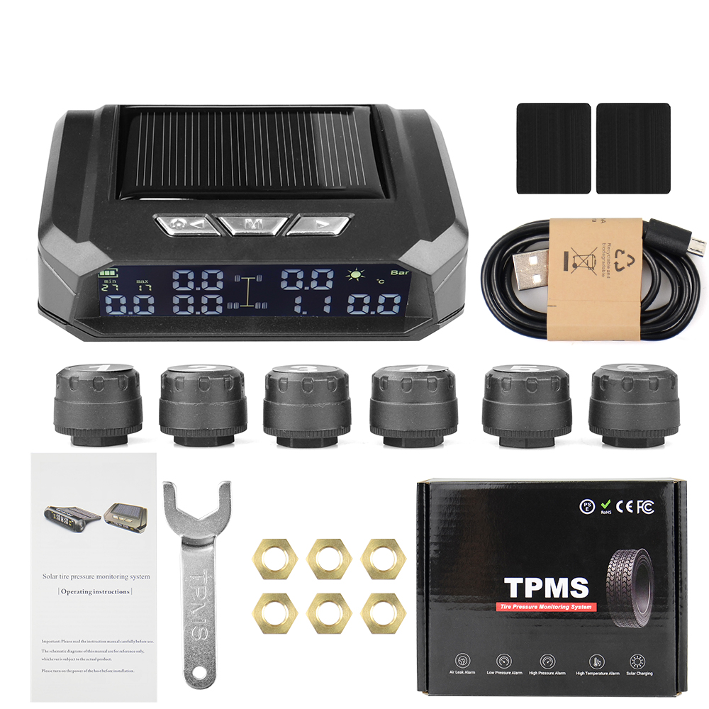 new Truck Car TPMS Tire Pressure Monitoring 2025 System Auto Display Alarm Monitoring USB Charging Temperature Alert With 6 Sensors
