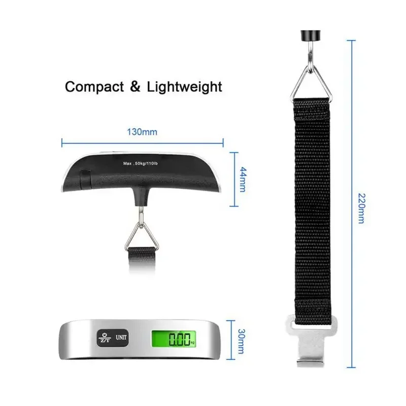 LCD Hanging Digital Portable Scale Lage Suitcase Baggage Weight Travel Scales with Belt for Electronic Weight Tool 50kg/110lb smile