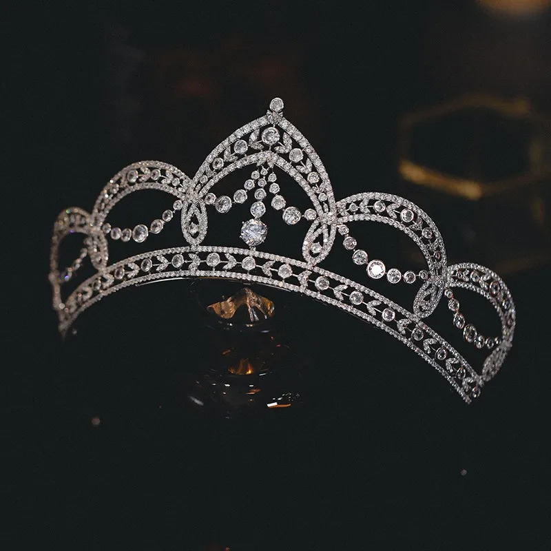 Diverse Crystal Sier Color Crowns Diadem Bride Tiaras Cubic Zirconia Crown Headpieces Wedding Hair Jewelry Accessories smile