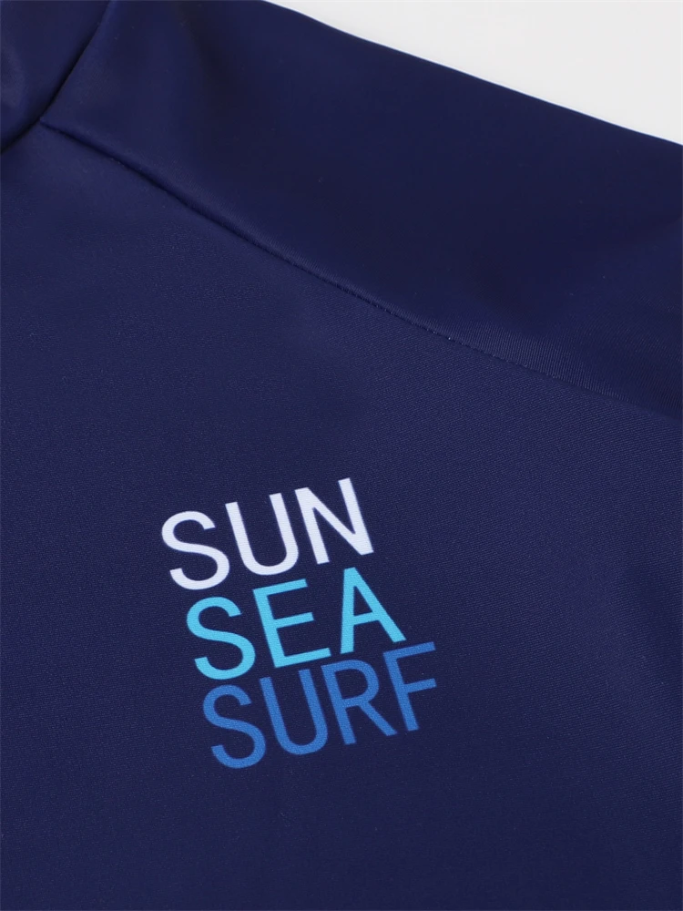 2024 New Swimsuit Boy Two Piece Solid Long Sleeves Children Swimwear Summer Print Shorts Beachwear Kids Bathing Suit Swimming smile