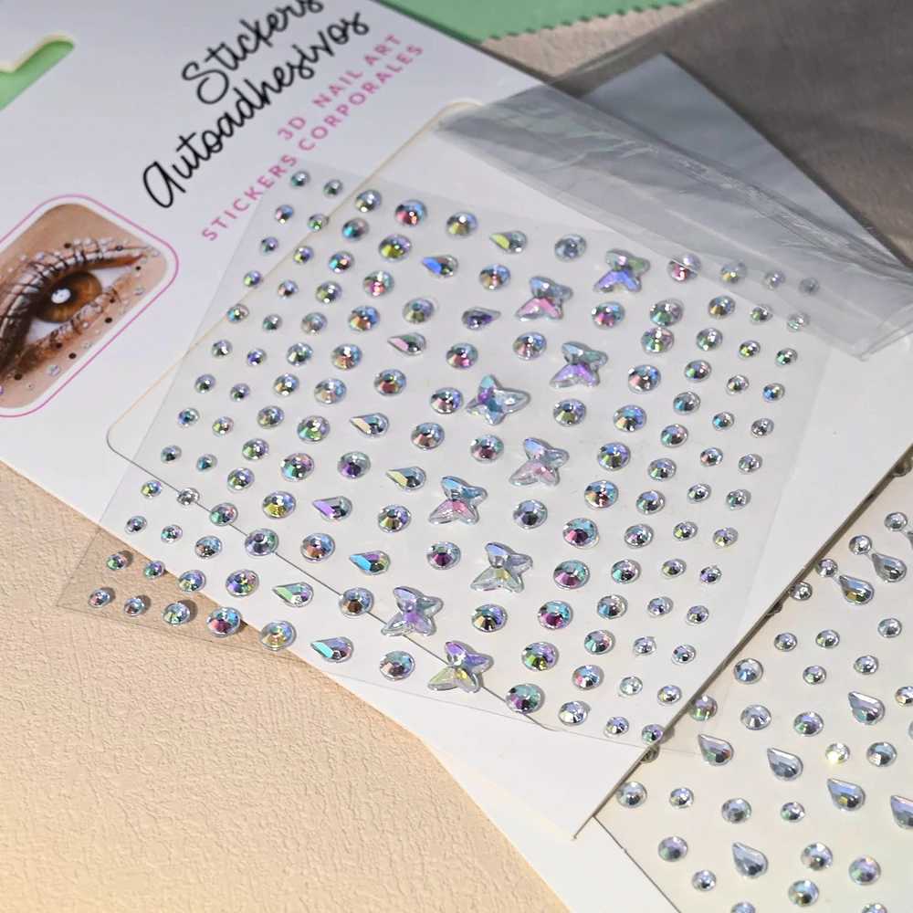 1Pcs Face Diamond Gem Sticker 5D Color Rhinestone Tattoo eye shadow Sticker Festival Nail Enhancement Body Makeup Shining Jewelry DIY Decoration W2504