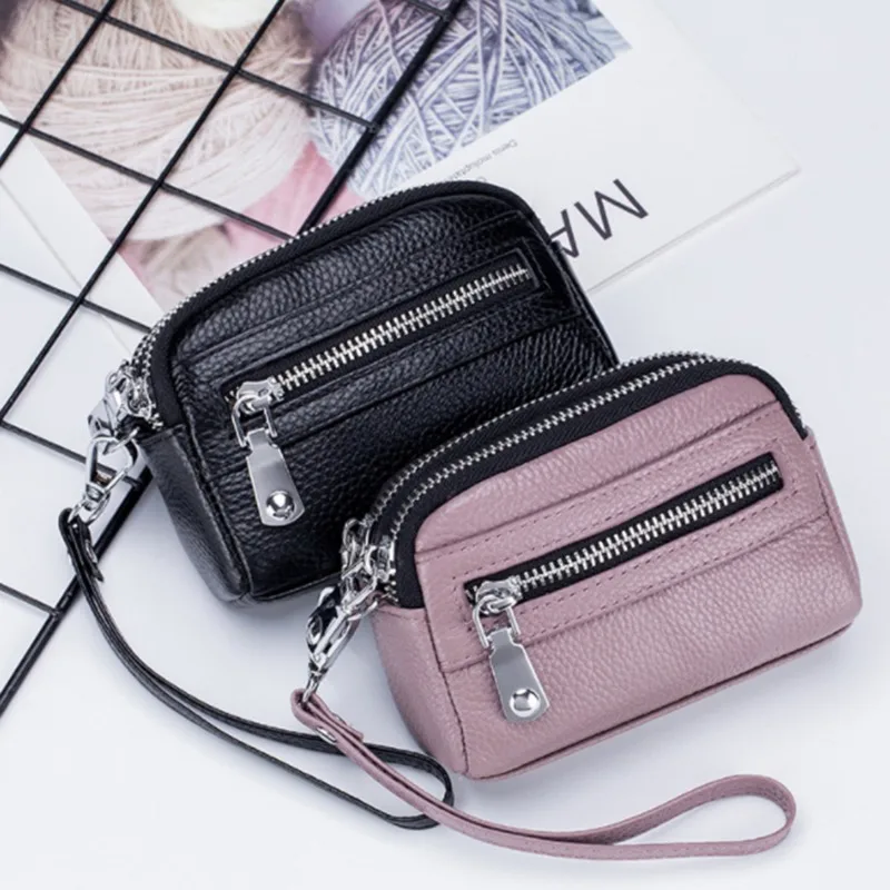 Small Wallet and Purse Girls Short PU Leather Credit Card Holders Wallets Ladies Coin Purses Double Zipper