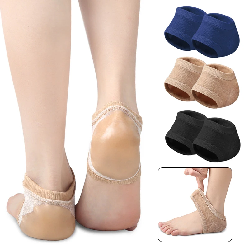 Pair Gel Silicone Heel Protector For Pain Plantar Fasciitis Anti crack Pad Half yard Socks Pads Great Aching Feet 5