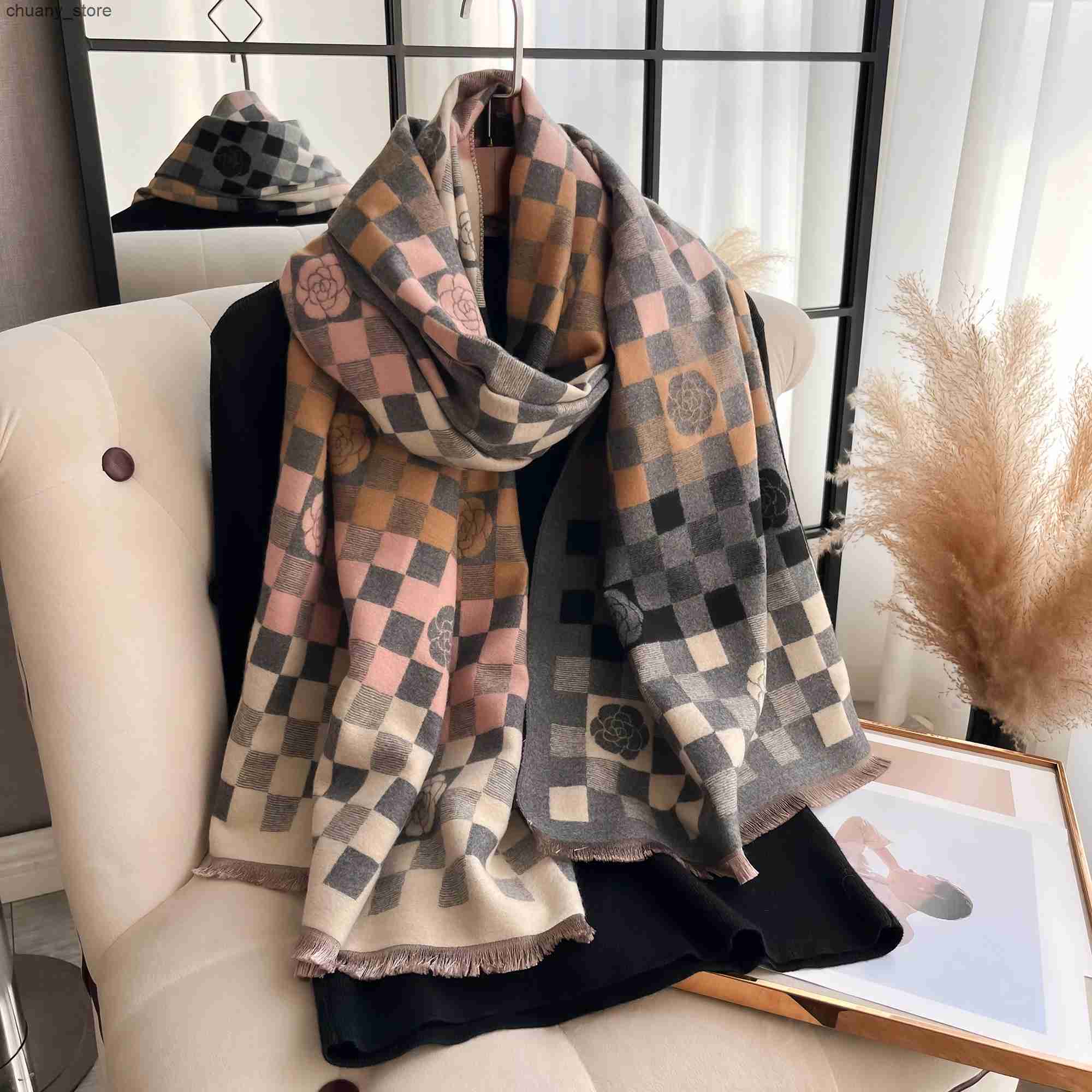 Scarves Latest Women Fashionable Pashmina Jacquard Versatile Thickened Warm Scarf Shawl Daily Wear For Air Conditioning Environment L240910