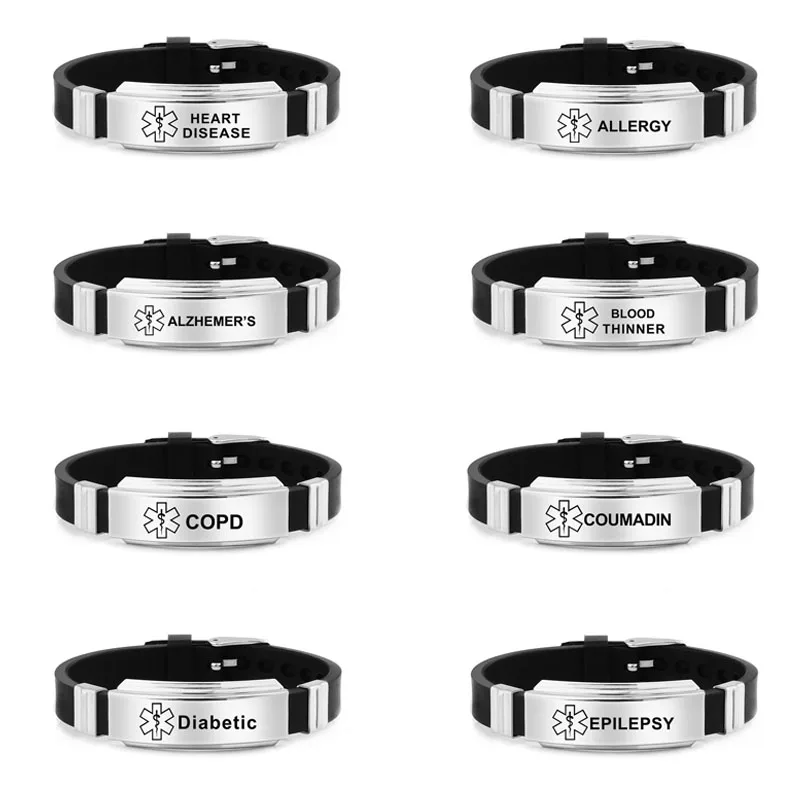 2 Diabetes 1 Type Medical Alert ID Bracelets For Men Woman Kids ddmysmile Adjustable Silicone Bangles Jewelry Smile