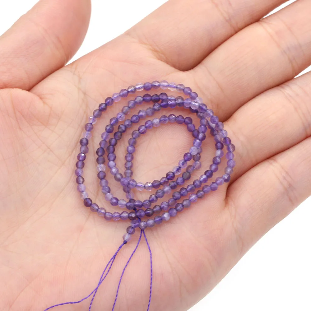 Natural Stone Beads Small Faceted Beads for Women Jewelry Making DIY Necklace Bracelet Accessories 2-3mm 16inch