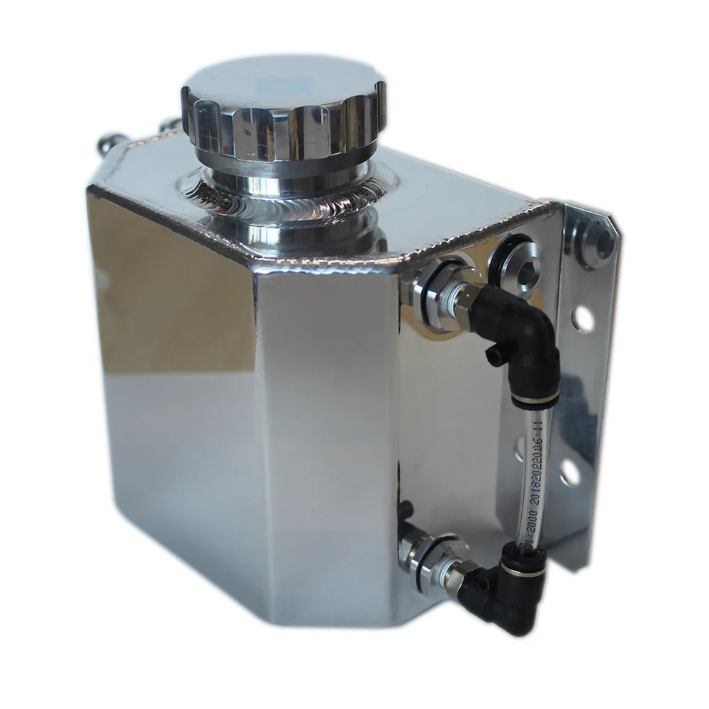 SPSLD Universal Oil Catch Tank Radiator Overflow Coolant Recovery Water Bottle Can Polished Reservoir Aluminum 1000ml
