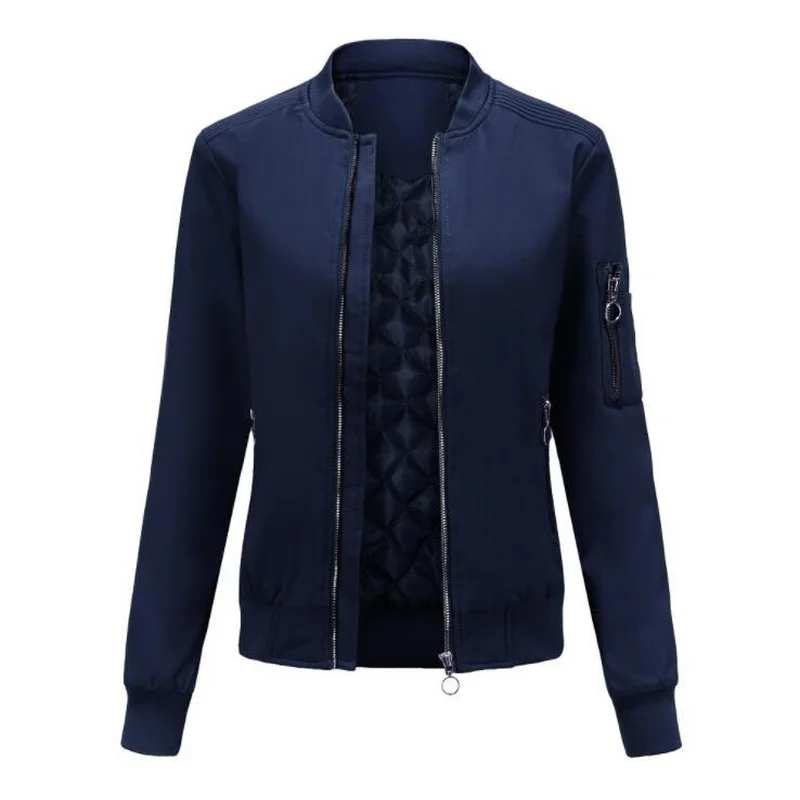 Spring Women Jacket Bomber Autumn Stand Collar Jacket Femme Baseball Jacket EU Size S-3XL smile