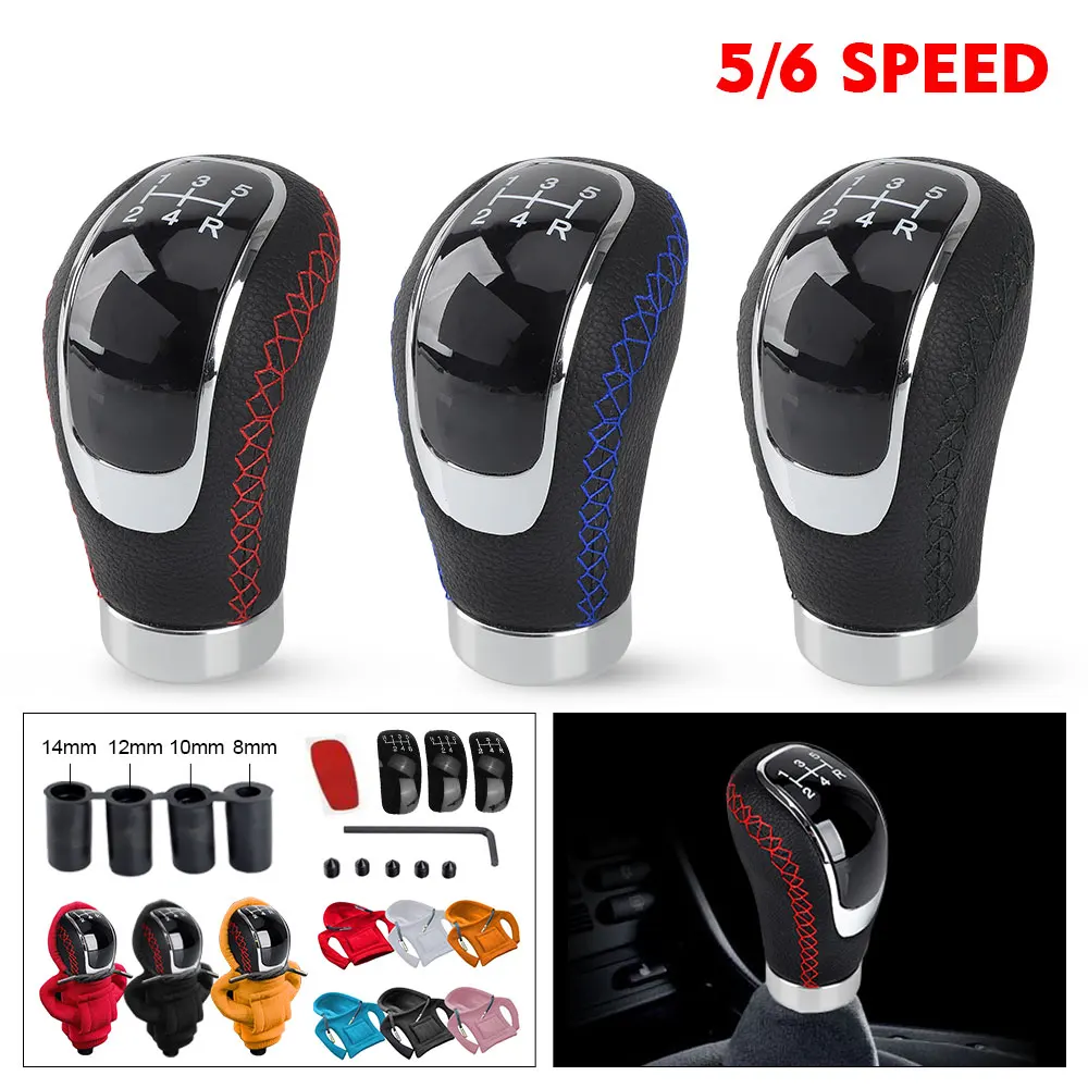 ddmysmile M12 M11 M8 M10 Universal 5/6 Speed Leather Gearshift Replacement Manual Car Gear Stick Shift Knob Gear Shift Knob Smile