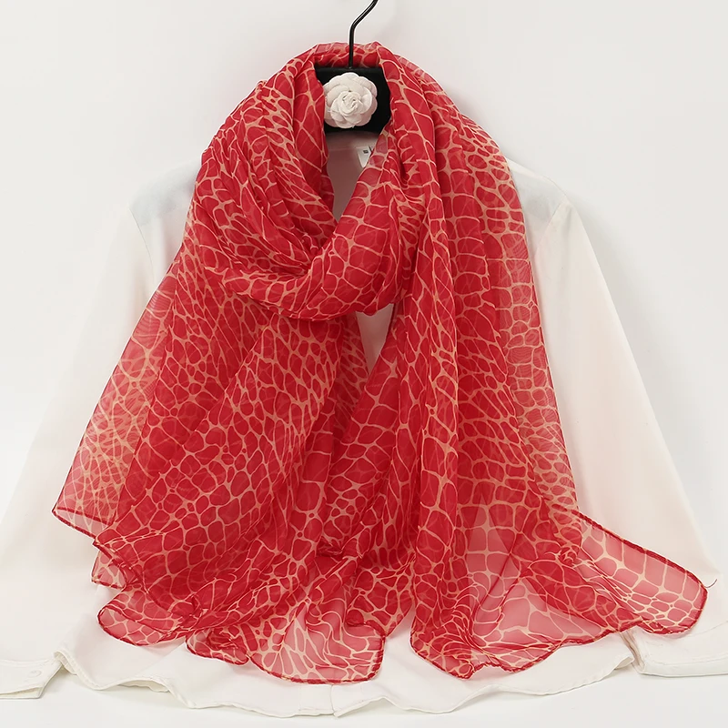 Scarf Silk Lightweight Through Women Foulard Thin Stoles Beach Travel Tippet Floral Long Veil Scarves Soft Premium Pareos smile