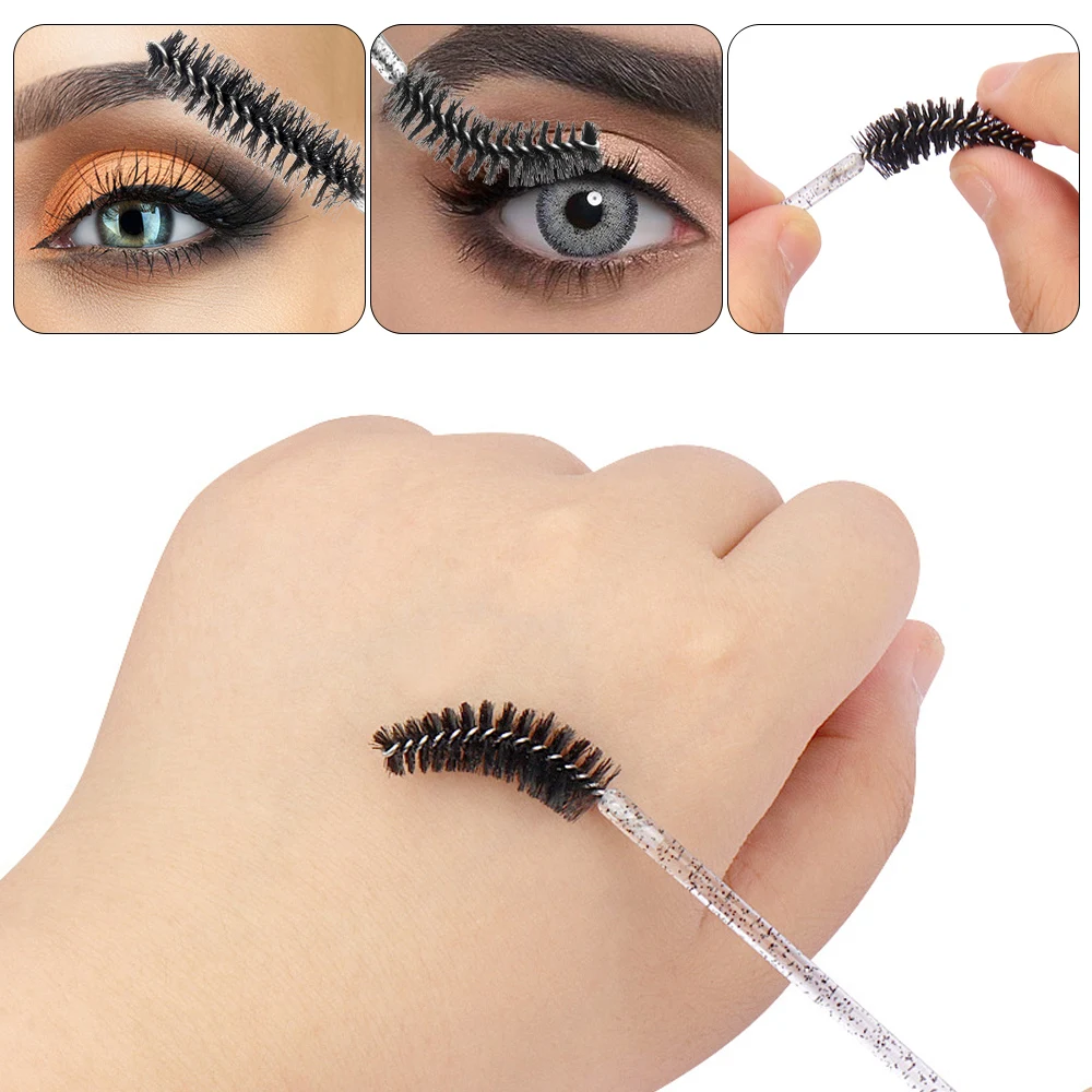 Brush Eyelash 100Pcs Crystal Disposable Eye Makeup Brushes Applicators Eyebrow Spoolie Cosmetics Mascara Wands Lash Extension smile
