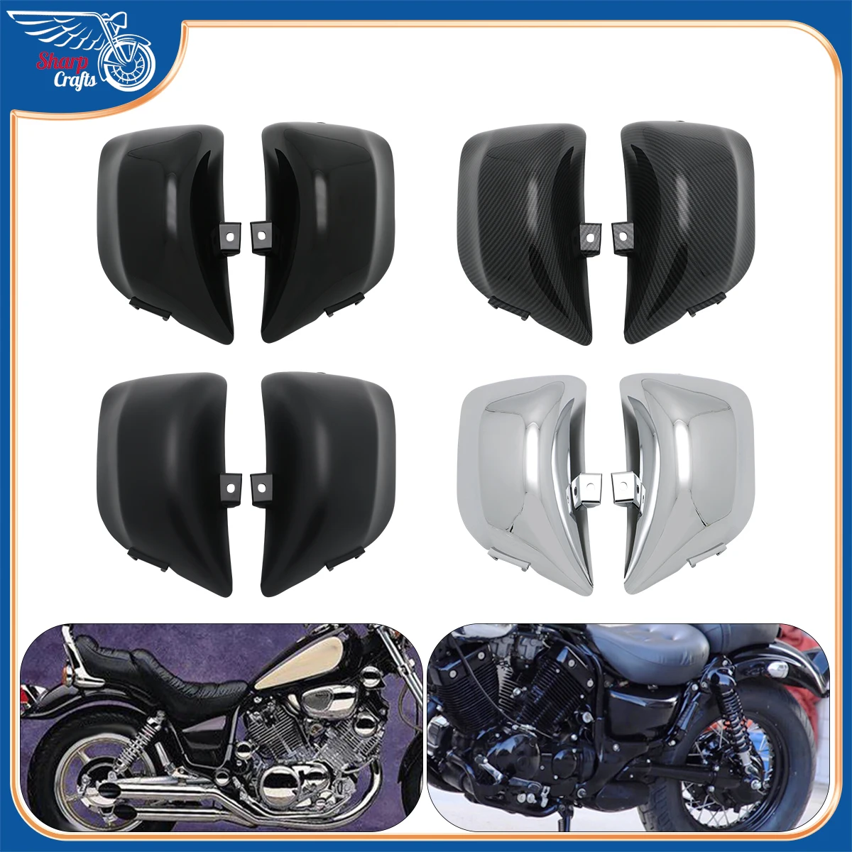 Motorcycle Accessories ABS Plastic Side Fairing Battery Covers For Yamaha Virago 535 400 XV535 XV400 1987-2023